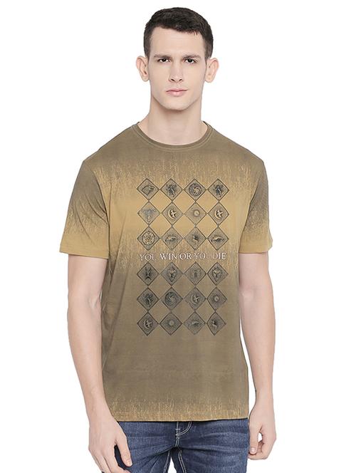 beige front print t-shirt - 16659406 - Standard Image - 1