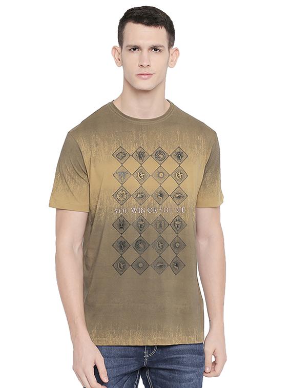 beige front print t-shirt - 16659406 - Zoom Image - 1