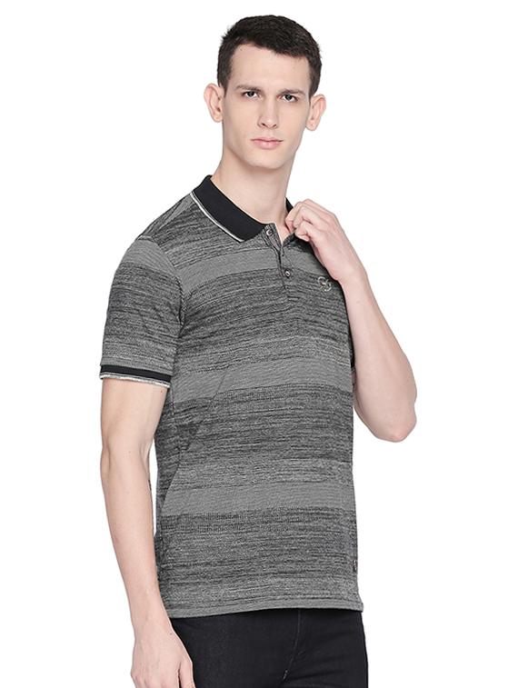 grey self design polo t-shirt - 16659421 - Zoom Image - 2