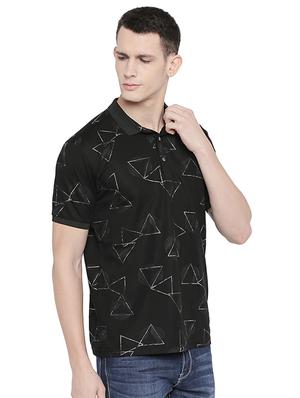 black printed polo t-shirt - 16659423 - Standard Image - 2