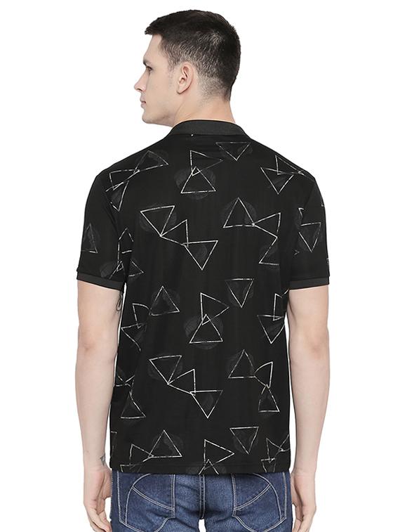 black printed polo t-shirt - 16659423 - Zoom Image - 3