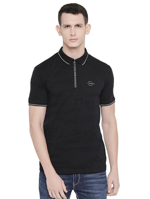 black self design collared t-shirt - 16659427 - Standard Image - 1