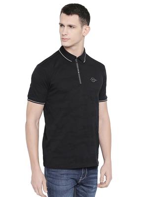 black self design collared t-shirt - 16659427 - Standard Image - 2
