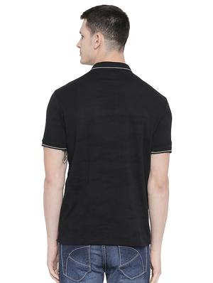 black self design collared t-shirt - 16659427 - Standard Image - 3