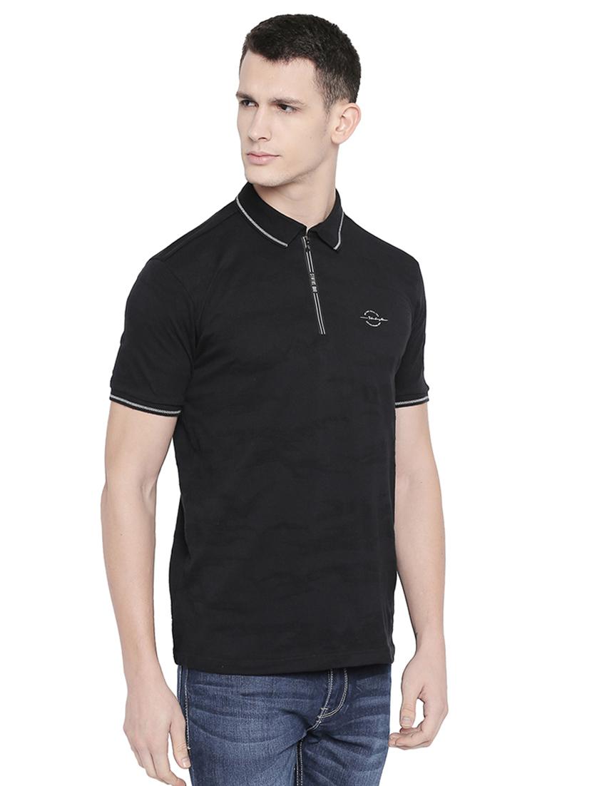 black self design collared t-shirt - 16659427 - Zoom Image - 2