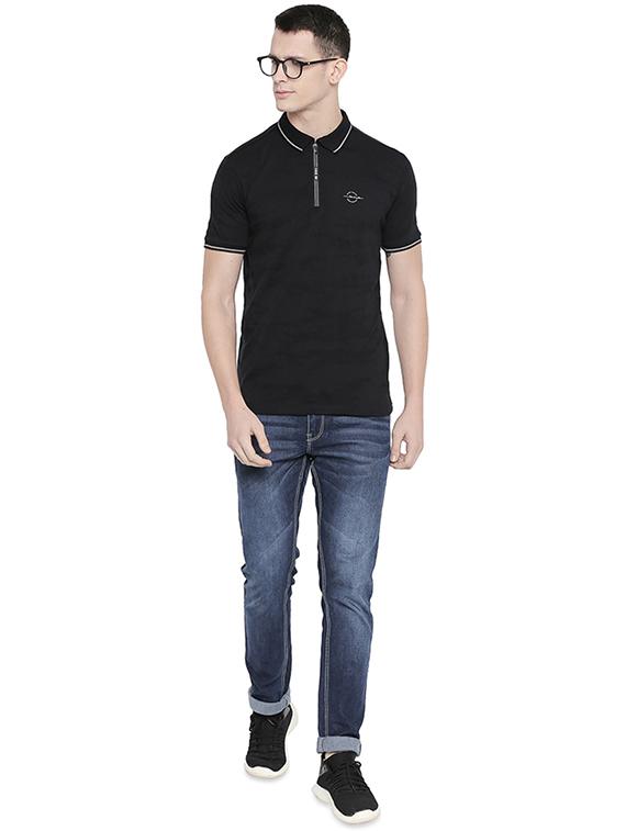 black self design collared t-shirt - 16659427 - Zoom Image - 4