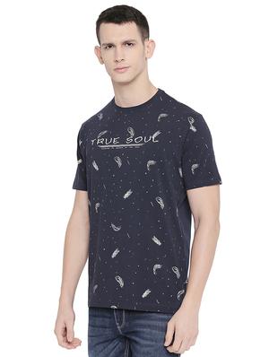 navy blue front print t-shirt - 16659438 - Standard Image - 2