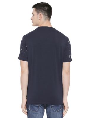 navy blue front print t-shirt - 16659438 - Standard Image - 3