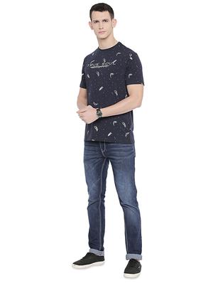 navy blue front print t-shirt - 16659438 - Standard Image - 4