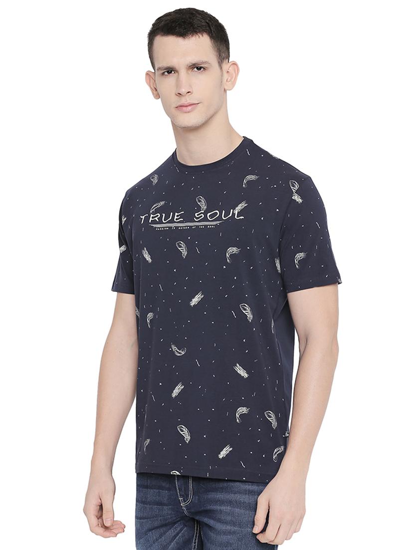 navy blue front print t-shirt - 16659438 - Zoom Image - 2