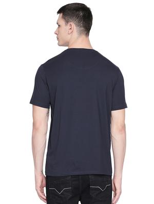 navy blue chest print t-shirt - 16659439 - Standard Image - 3