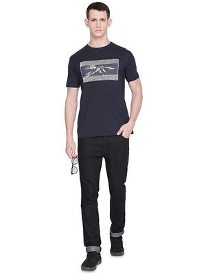 navy blue chest print t-shirt - 16659439 - Standard Image - 4