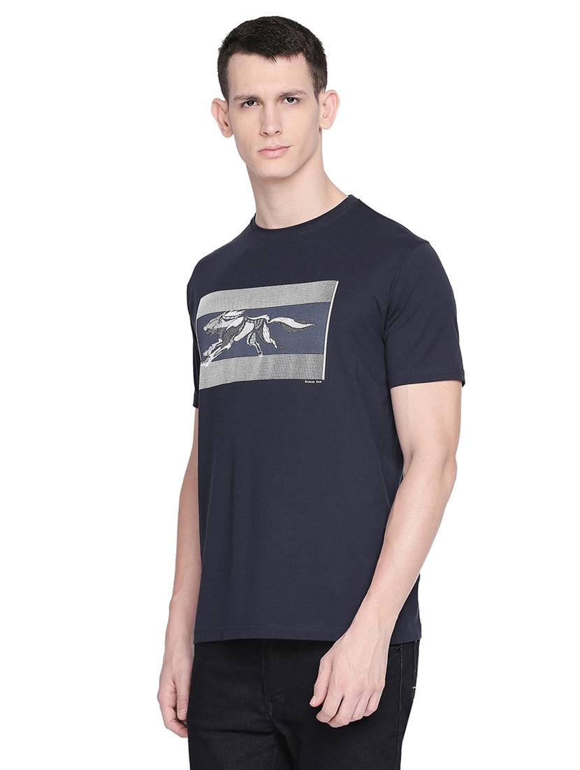 navy blue chest print t-shirt - 16659439 - Zoom Image - 2