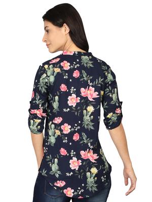 mandarin neck floral top - 16659481 - Standard Image - 3