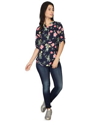 mandarin neck floral top - 16659481 - Standard Image - 4