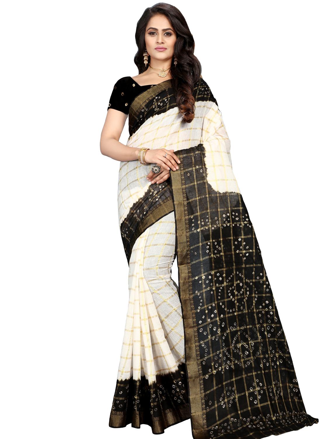 bandhani printed handloom saree with blouse - 16659939 - Zoom Image - 1