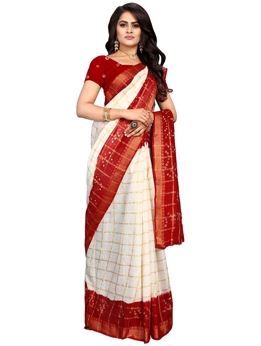 bandhani printed handloom saree with blouse - 16659941 - Zoom Image - 1