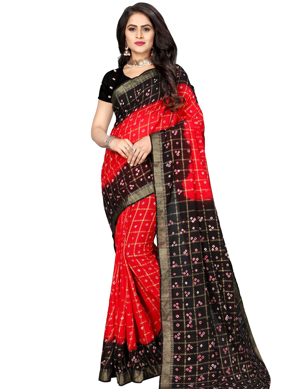bandhani printed handloom saree with blouse - 16659948 - Zoom Image - 1