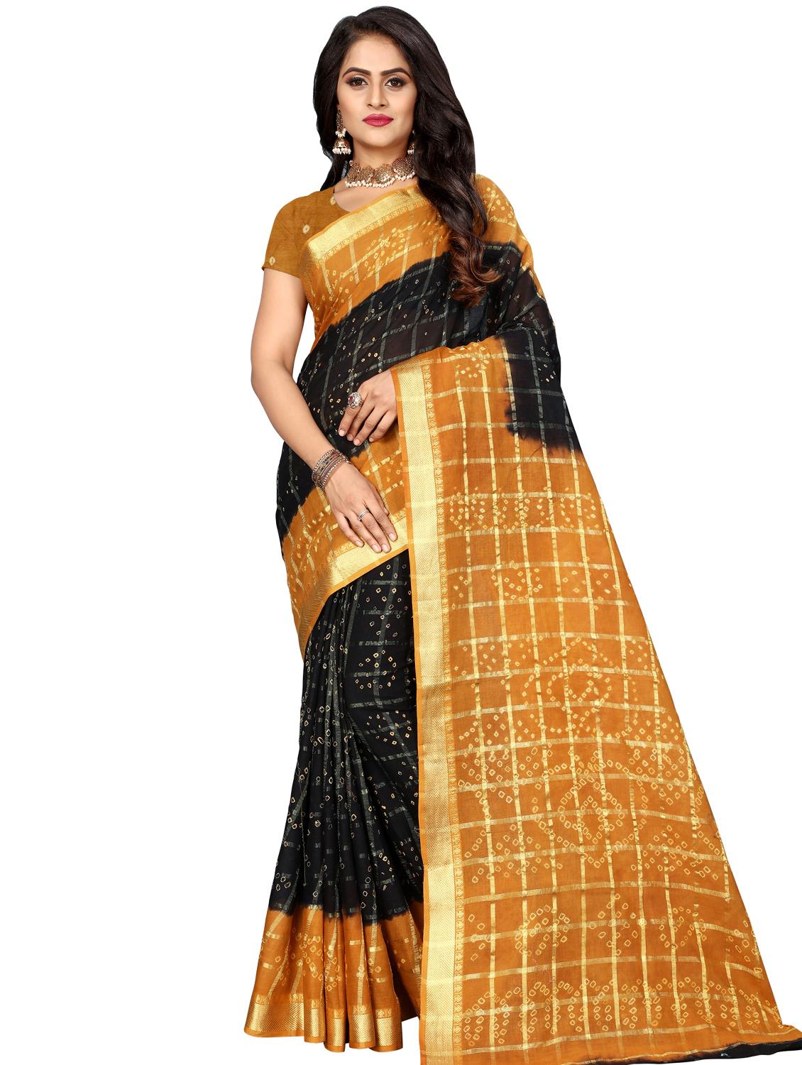 bandhani printed handloom saree with blouse - 16659949 - Zoom Image - 1