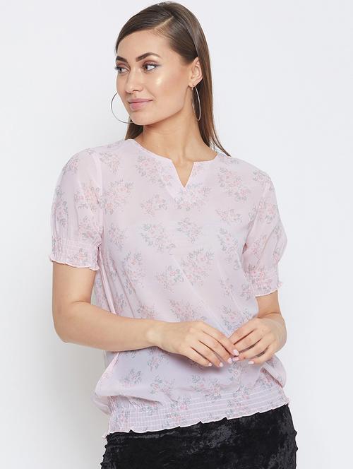 notch neck floral blouson top - 16660065 - Standard Image - 1