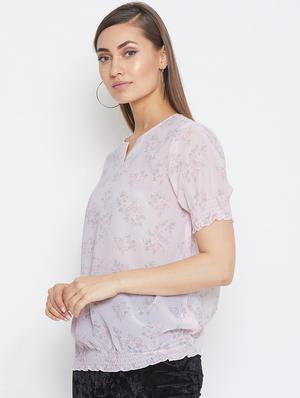 notch neck floral blouson top - 16660065 - Standard Image - 2