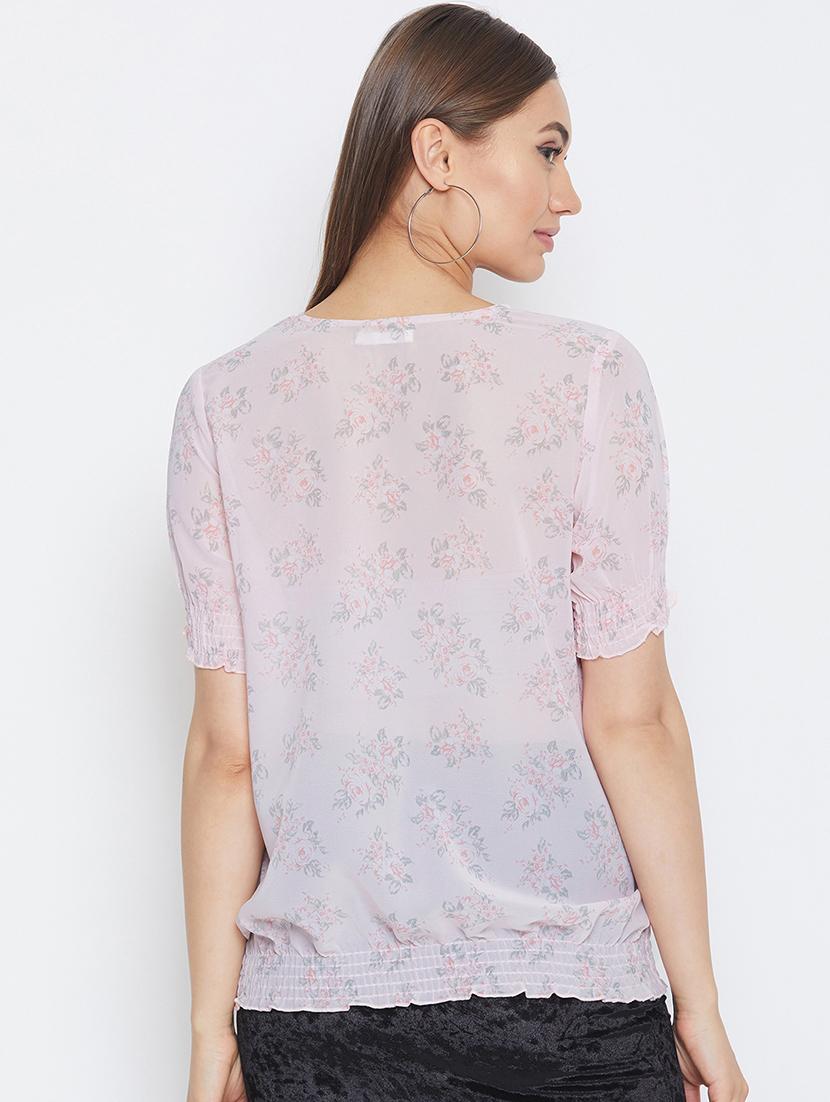 notch neck floral blouson top - 16660065 - Zoom Image - 3