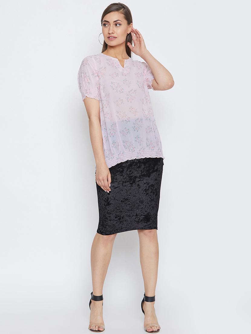 notch neck floral blouson top - 16660065 - Zoom Image - 4