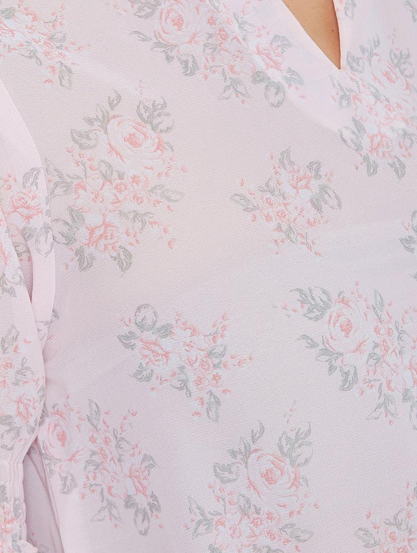 notch neck floral blouson top - 16660065 - Zoom Image - 5