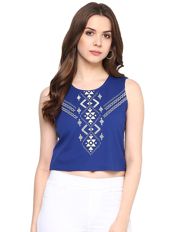 round neck abstract crop top - 16660302 - Zoom Image - 1