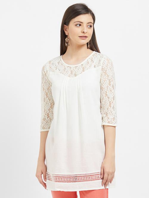 lace panel a-line tunic - 16660308 - Standard Image - 1