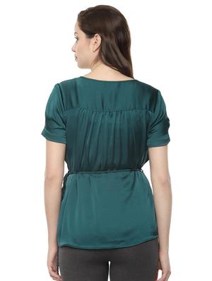 v neck tie up solid top - 16660662 - Standard Image - 2