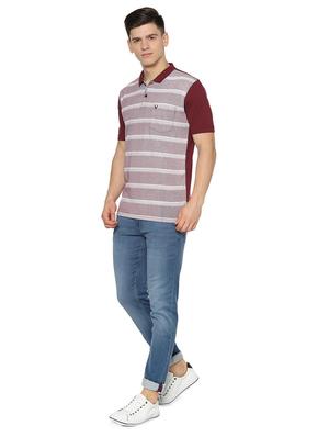 maroon striped polo t-shirt - 16660926 - Standard Image - 3