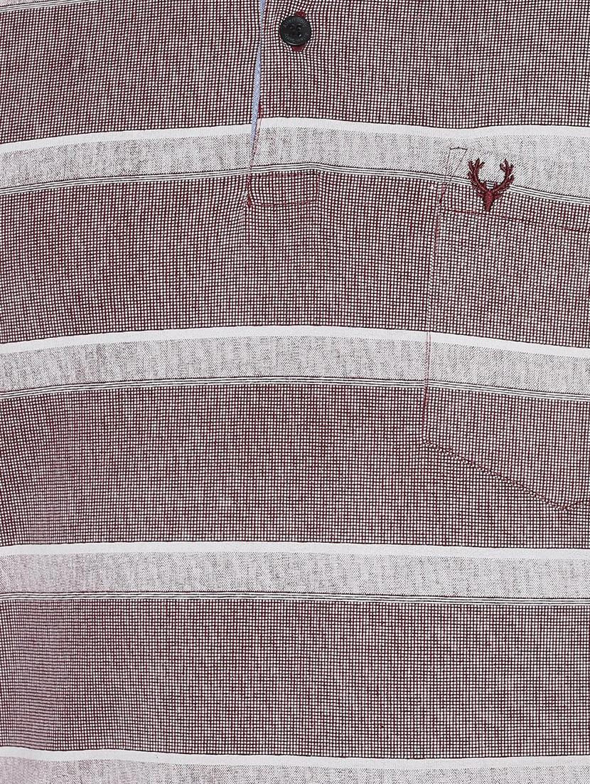 maroon striped polo t-shirt - 16660926 - Zoom Image - 4