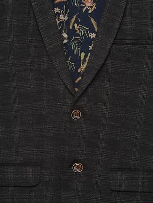 grey checkered single breasted casual blazer - 16660935 - Standard Image - 4