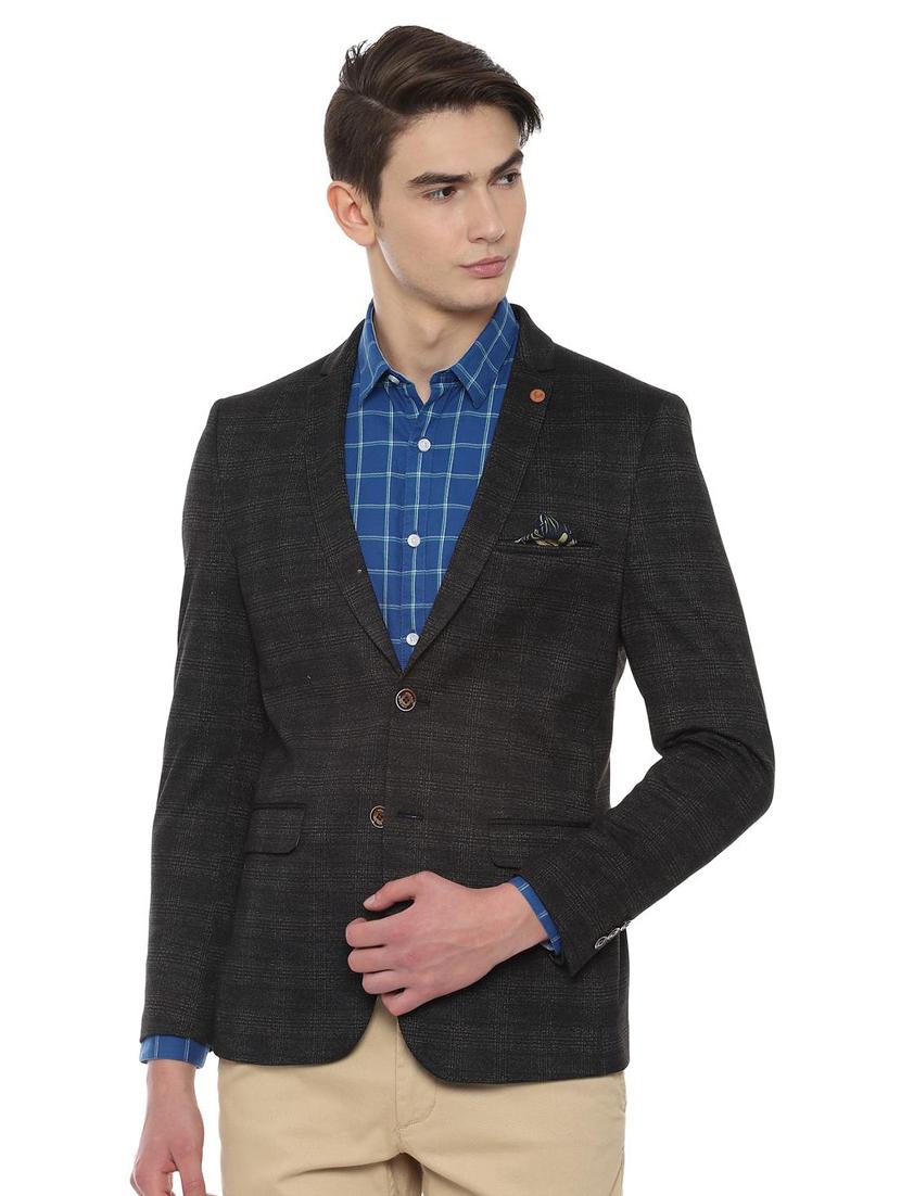 grey checkered single breasted casual blazer - 16660935 - Zoom Image - 1
