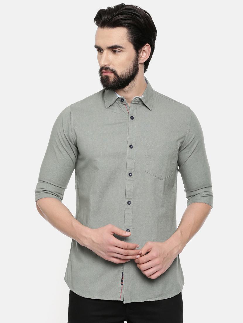 grey solid casual shirt - 16661112 - Zoom Image - 1
