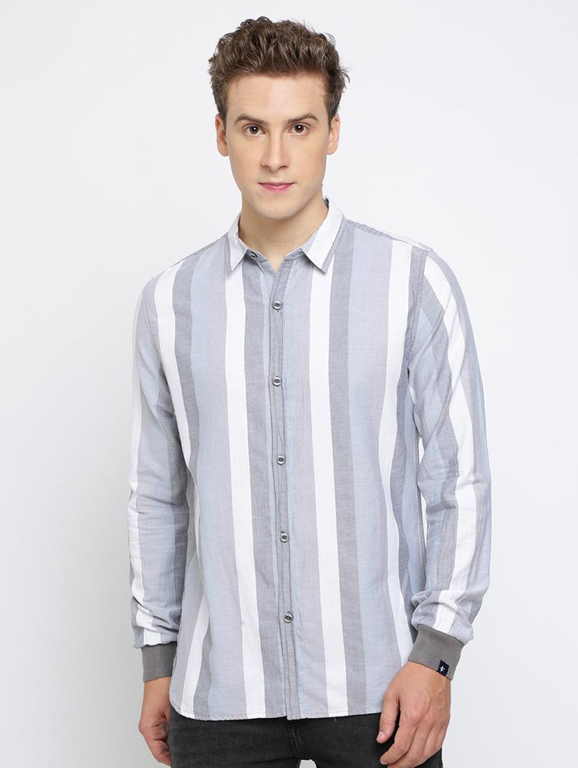 grey striped casual shirt - 16661431 - Zoom Image - 1