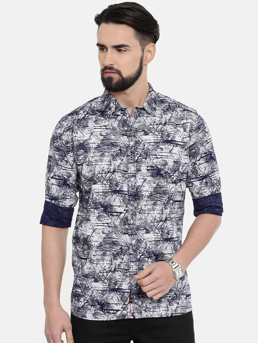 blue printed casual shirt - 16661459 - Zoom Image - 1