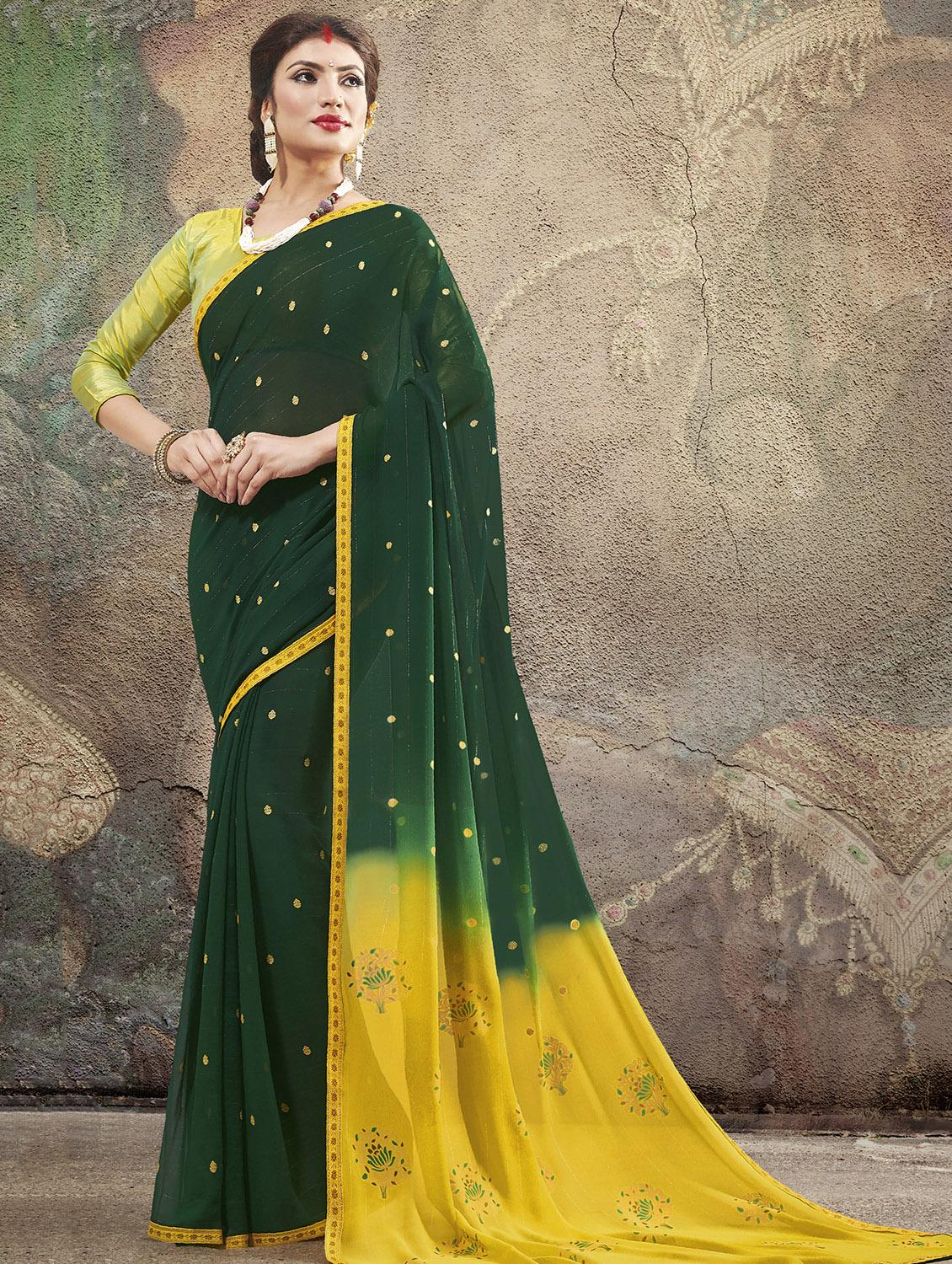 geometric ombre printed saree with blouse - 16661714 - Zoom Image - 1