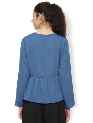 tie knot gathered long sleeved top - 16661867 - Standard Image - 3