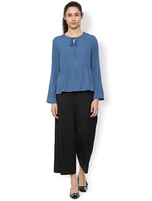 tie knot gathered long sleeved top - 16661867 - Standard Image - 4