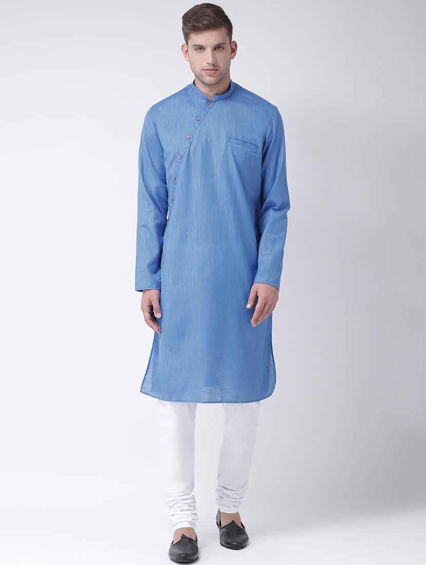 blue solid long kurta - 16661896 - Zoom Image - 1