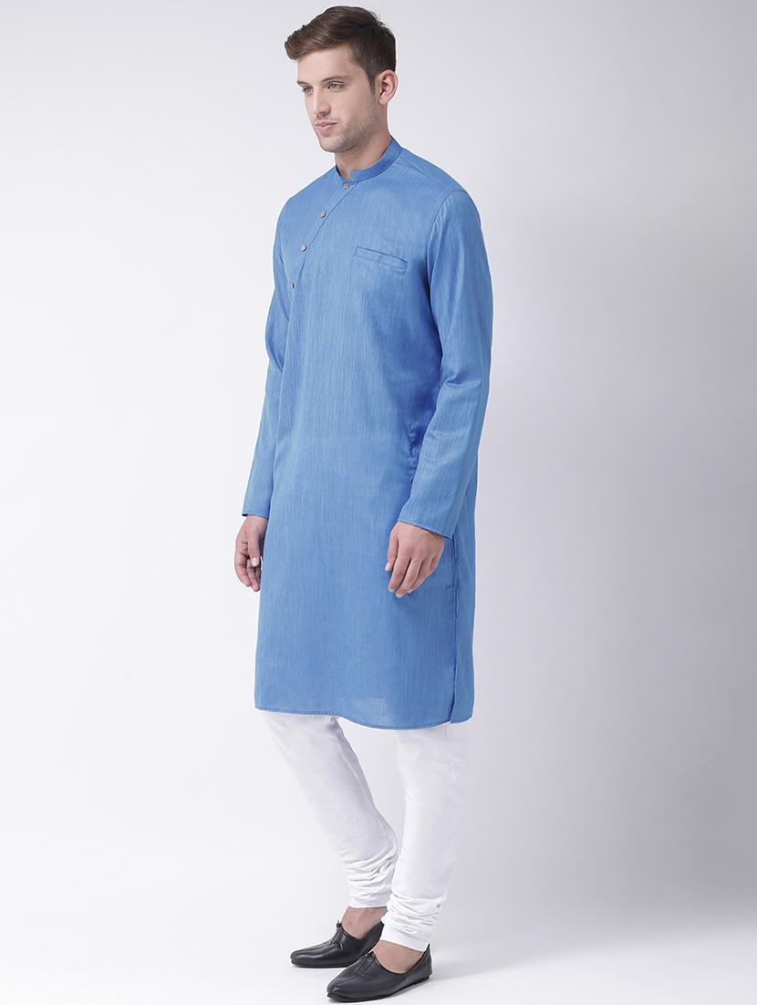 blue solid long kurta - 16661896 - Zoom Image - 2