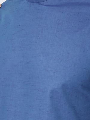 blue solid asymmetric kurta - 16661900 - Standard Image - 4