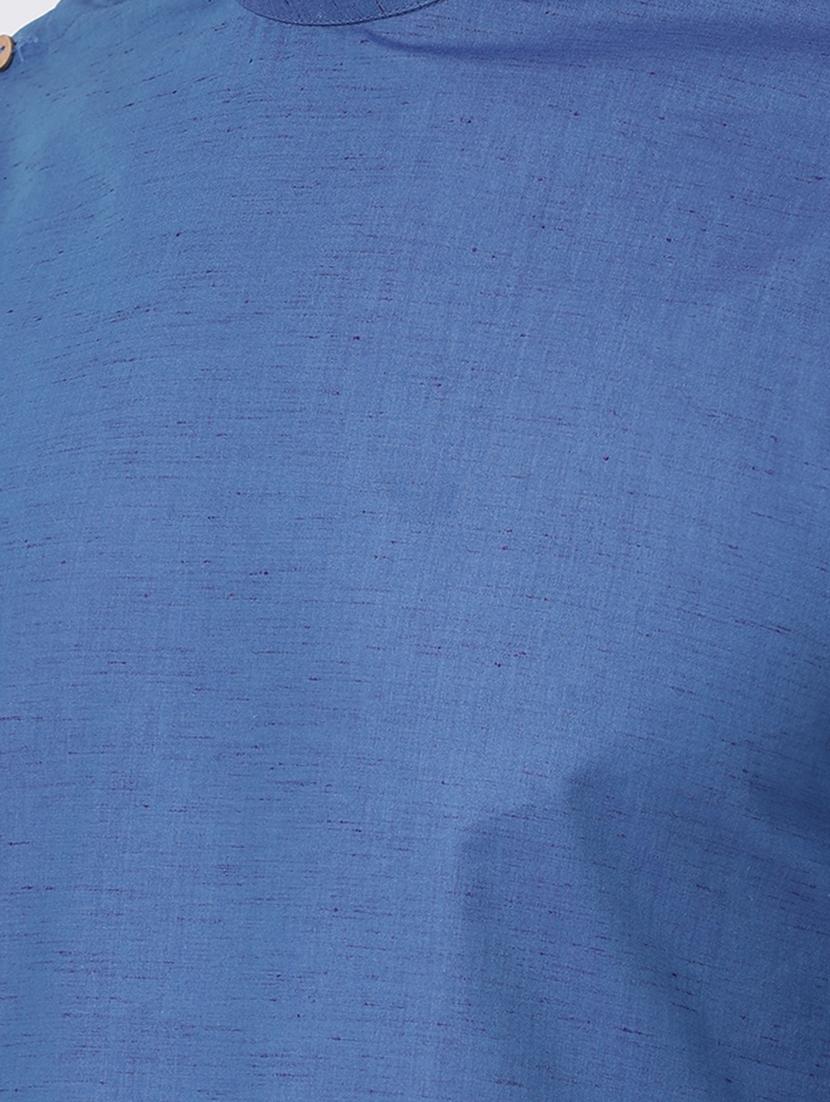 blue solid asymmetric kurta - 16661900 - Zoom Image - 4