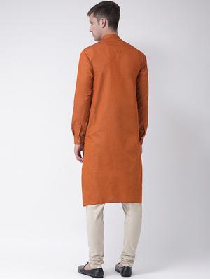 orange solid asymmetric kurta - 16661902 - Standard Image - 3