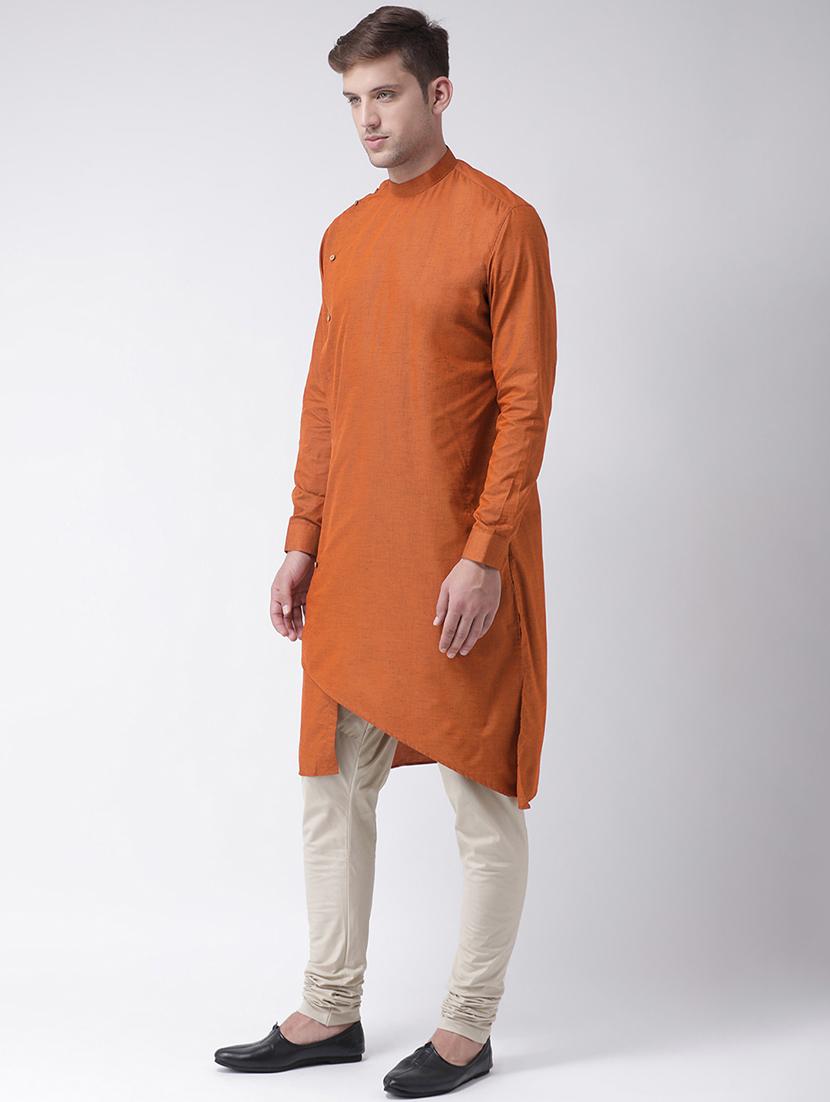 orange solid asymmetric kurta - 16661902 - Zoom Image - 2