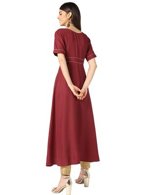 solid flared kurta - 16661938 - Standard Image - 3