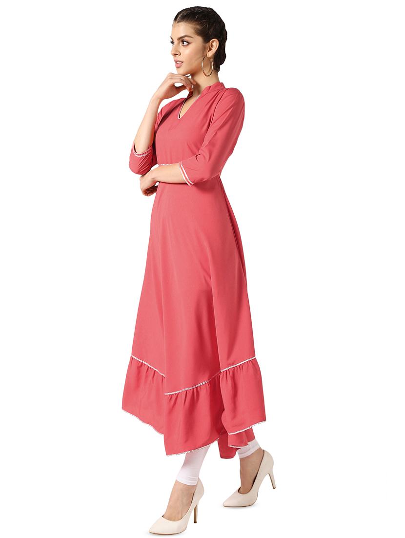 solid tiered flare kurta - 16661939 - Zoom Image - 2