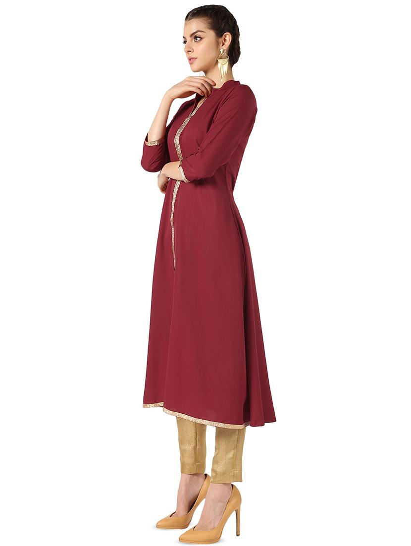solid a-line kurta - 16661942 - Zoom Image - 2
